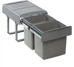 Ekotech Abfallsammler 2x15L Einbau M&uuml;lleimer grau M&uuml;lltrennsystem K&uuml;chenschrank -