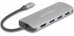 DELOCK 7 Port USB 10 Gbps Hub und 4K HDMI Ausgang mit USB Type-C Anschluss und PD 3.0