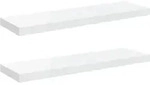 vidaXL Schweberegale 2 Stk. Hochglanz-Wei&szlig; 80x23,5x3,8 cm MDF - Wei&szlig;