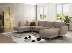 S-STYLE M&Ouml;BEL - Frema Wohnlandschaft mit Silber Metall F&uuml;&szlig;en aus Dunkelbeige