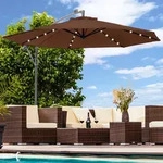 Luxus Sonnenschirm mit LED Beleuchtung Ampelschirm 300 cm Garten Schirm Pavillon -
