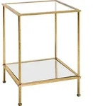 HAKU Beistelltisch gold - Metall, Sicherheitsglas 5 mm, Spiegel, B/H/T: 39x55x39 cm -