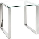 HAKU Beistelltisch Couchtisch edelstahl - Edelstahl, Sicherheitsglas 8 mm, B/H/T: