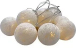 Raphia Lichterkette mit 10 LED Kugeln - Batterie betrieben - Farbe: wei&szlig; -...