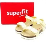 Superfit M&auml;dchen Klett Sandale gelb mit bunten Sprengeln und Fussbett 24 - 24
