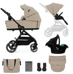 Kinderkraft Yoxi 3in1 Kinderwagen mit Babywanne & i-Size Autositz, drehbar, kompakt