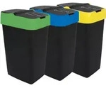 Abfalleimer mit Schwingdeckel - 3er Set - 18 Liter - jede Farbe 1x - Schwarz