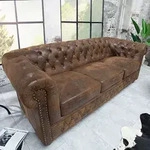 riess-ambiente Chesterfield 3er Sofa 205cm antik braun mit Knopfheftung und...