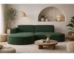 Kaiser M&ouml;bel Ecksofa mit runden Abschl&uuml;ssen aus Cordstoff &ndash; MODENA STUDIO,