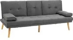 HOMCOM Schlafsofa, 3-Sitzer-Sofa, Bettsofa mit Klappbarem Tisch, Stoffsofa mit