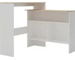 vidaXL Bartisch mit 2 Tischplatten Wei&szlig; und Eichefarben 130x40x120 cm - Wei&szlig;