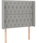 vidaXL Kopfteil mit Ohren Hellgrau 93x16x118/128 cm Stoff - Grau