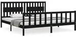 vidaXL Massivholzbett mit Kopfteil Schwarz 200x200 cm - Schwarz