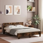 vidaXL Bettgestell mit Kopfteil R&auml;uchereiche 140x190 cm Holzwerkstoff - Braun