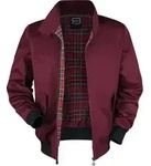 RED by EMP Herren bordeaux rote Bomberjacke mit Stehkragen und kariertem Innenfutter