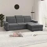 Ecksofa ALEX MINI - Sofa mit Schlaffunktion & Bettkaste, Farbe: Voss15 Grau, Seite