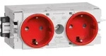 Hager Steckdose 2fach m.Wago GS20003020 ** C-Profil verkehrsrot - Grau/Rot