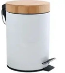 MSV Kosmetikeimer 3 Liter Edelstahl Bambus mit Absenkautomatik und Inneneimer...
