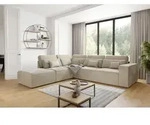 S-STYLE M&Ouml;BEL - Margarete - Modulare Ecksofa in Beige Samt-Stoff mit R&uuml;cken und