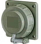 Mennekes Schuko Anbausteckdose, IP68, bronzegr&uuml;n, viereckiger Flansch 17021