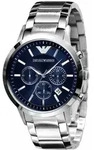 Emporio Armani Herren Armband Chronograph Uhr AR2448 - Silber/Blau Emporio Armani Herren Armband Chronograph Uhr AR2448 - Silber/Blau