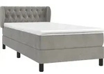 vidaXL Boxspringbett mit Matratze Hellgrau 90x200 cm Samt - Grau