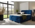 Boxspringbett Elektrisch Bett FRANCO 200x200cm in Stoff Fresh Dunkelblau - Blau
