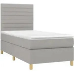 vidaXL Boxspringbett mit Matratze Hellgrau 90x200 cm Stoff - Grau