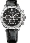 Hugo Boss Ikon Chronograph Uhr Herrenuhr Lederarmband schwarz - Schwarz