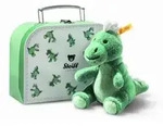 Steiff Kuscheltier Soft Cuddly Friends Baby T-Rex Joshi im Koffer Gr&uuml;nblau (16cm)