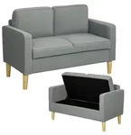 HOMCOM Sofa 2 Sitzer klein Couch mit Armlehne, Stauraum f&uuml;r Wohnzimmer,...
