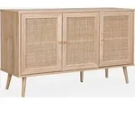 sweeek - Sideboard mit Holzoptik und Rattan-Geflecht B 120 cm - Natur