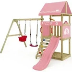 Spielturm Wickey DinkyHouse mit Rutsche und Doppelschaukel in Hellrosa