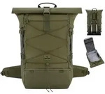 Gepolst Reise-Rucksack Gr&uuml;n - Gro&szlig;er Rolltop-Rucksack - 48L - Ideal f&uuml;r Reisen