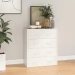 vidaXL Kommode mit 4 Schubladen 60x30,5x71 cm Hochglanz-Wei&szlig; - Wei&szlig;