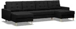 Ecksofa mit schlaffunktion und bettkasten, Sofa U-Form ELMA, Schwarz - Schwarz