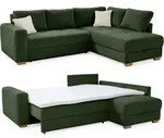 Ecksofa-Dauerschl&auml;fer Boxspring Federkern-Couch Topper Bettkasten in Cord...