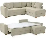 Ecksofa-Dauerschl&auml;fer Boxspring Federkern-Couch Topper Bettkasten, Cord Beige...