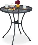 Relaxdays Gartentisch, mit Schirmloch, Gitter-Optik, wetterfest, Stahl, HxD: 72 x 70