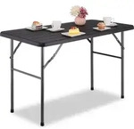 Relaxdays Gartentisch, Holzoptik, eckig, HxBxT: 74 x 118 x 60 cm, Kunststoff, Metall,