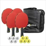 JOOLA Tischtennis-Set Quattro, 4 Tischtennisschl&auml;ger + 10 Tischtennisb&auml;lle + Tasche