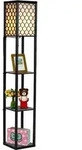 COSTWAY 160x26x26cm Stehleuchte Regal, Standleuchte Holz, E27 Stehlampe, Moderne