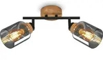 Spotlight, with wood, smoked glass, 2xE27/max.10W - Schwarz