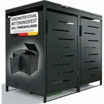 Juskys M&uuml;lltonnenbox Arel 2er - Metall Gartenbox - Anthrazit - Grau/Schwarz