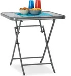 Relaxdays Balkontisch klappbar STRUK mit Ornament-Glasplatte, Bistrotisch f&uuml;r Garten