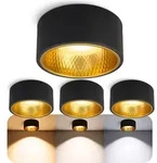 SSC-LUXon OLINO Deckenlampe Spot 4 St&uuml;ck schwarz gold wechselbare Optik -
