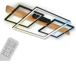 LED Deckenlampe Holz Deckenleuchte Wohnzimmer Dimmbar Fernbedienung Backlight -