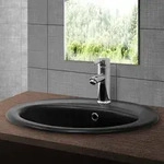 LuxeBath Waschbecken Aufsatzwaschbecken Oval, 57x48,5x19,5 cm, Schwarz matt, aus