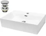 LuxeBath Waschbecken Aufsatzwaschbecken Eckig, 60,5x36,5x13 cm, Wei&szlig;, aus...