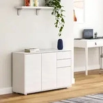 Sideboard &lsquo;Paarl&rsquo; mit 3 T&uuml;ren und 2 Schubladen 74 x 117 x 36 cm Wei&szlig;, hochglanz